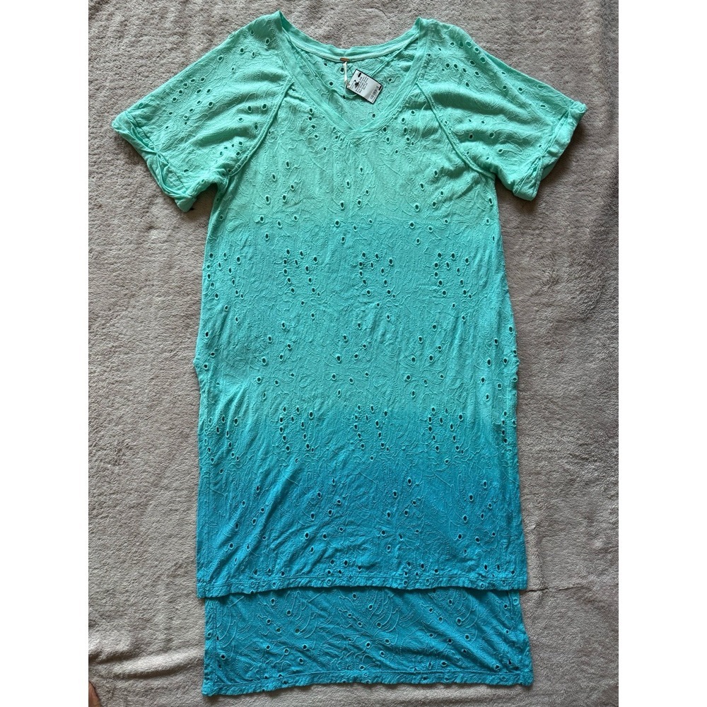 Free people Women's Palms Spring Eyelet Blue Green Dress Size Xs NWT